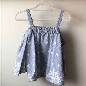 Navy with white flowers blouse